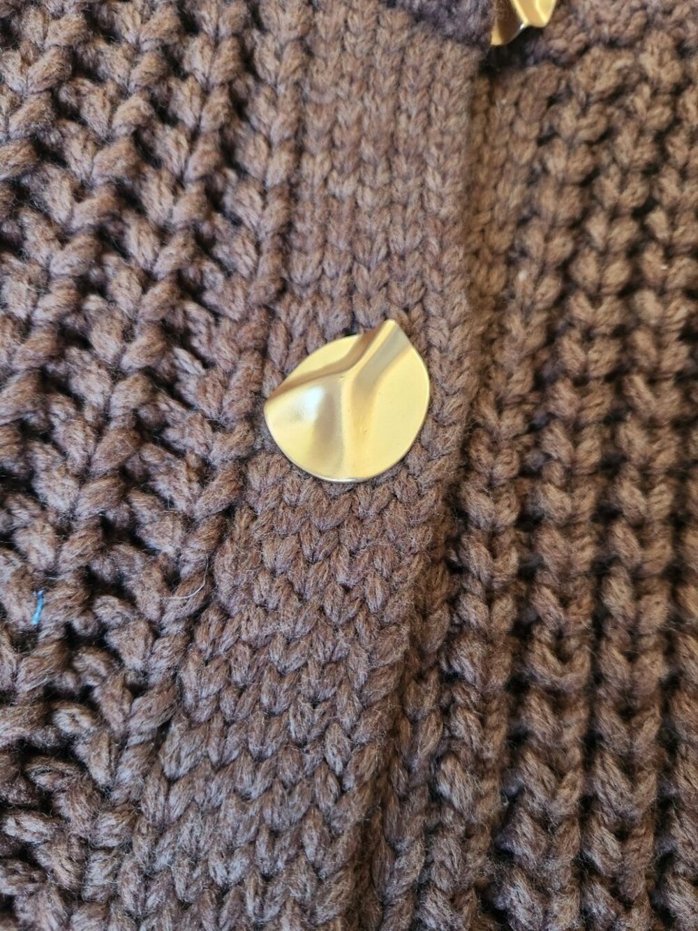 Zara Women's Sz. M Short Sleeve Gold Button Up Knit Brown Sweater Vest - Picture 4 of 5